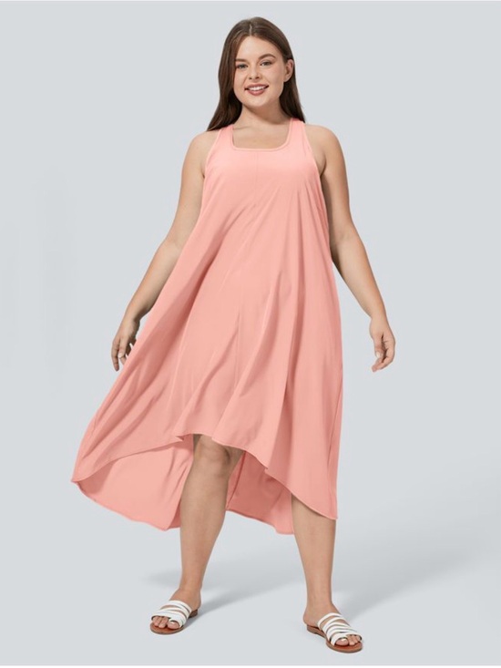 HALARA Dresses & Skirts - HALARA NEW Breezeful RacerPocket High-Low Flowy MIDI Quick Dry Casual Dress 2X